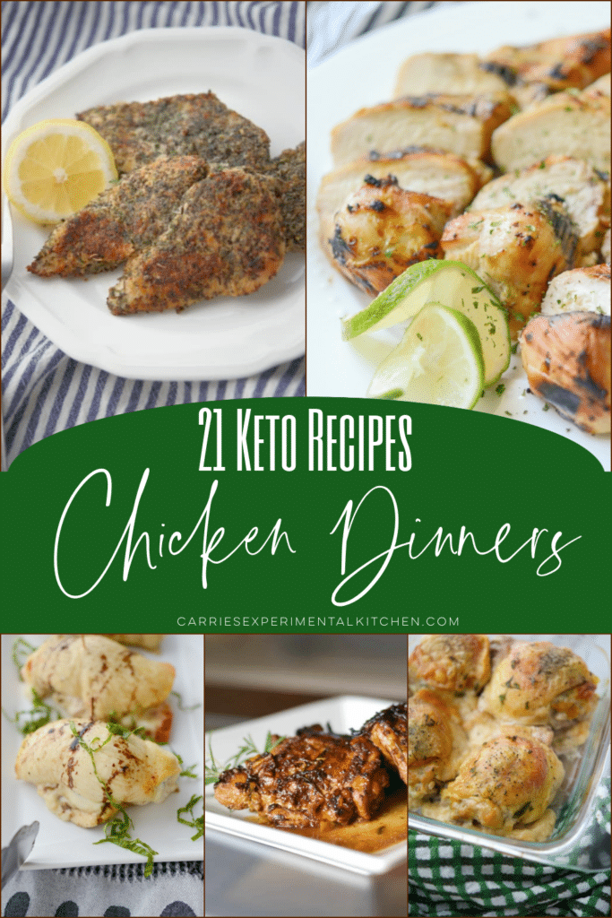 large collage photo of 5 keto chicken dinner recipes