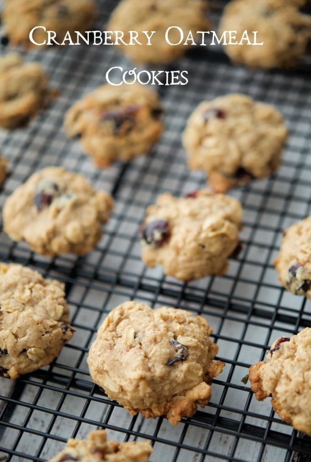 cranberry oatmeal cookies on a cooling rack