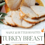 collage photo of maple butter roasted turkey breast