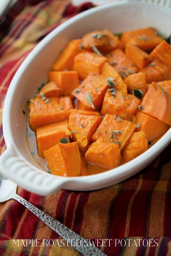 a dish of roasted sweet potatoes
