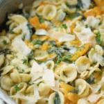 skillet orecchiette pasta with spinach and butternut squash