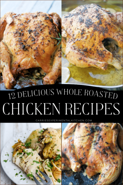 four whole chicken recipes in a collage