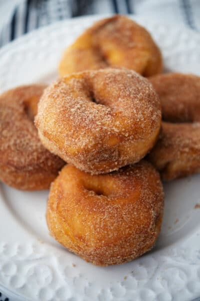 honey butter donuts on a white plate