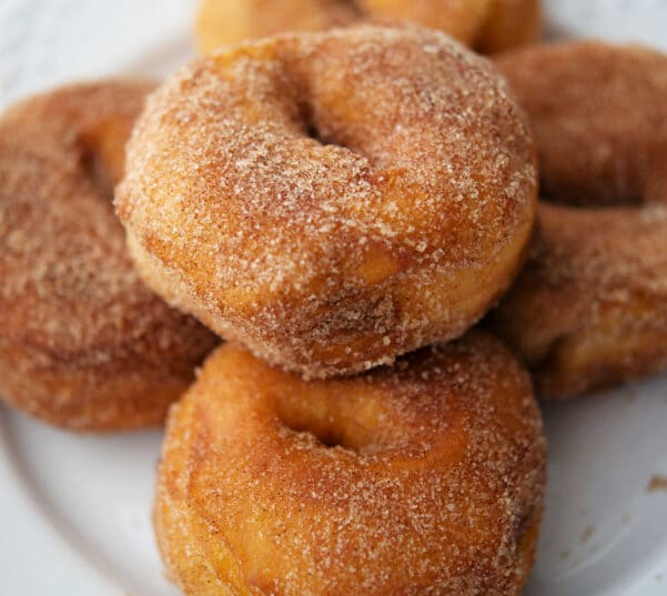 honey butter donuts on a white plate
