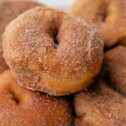 a close up of honey butter biscuit donuts