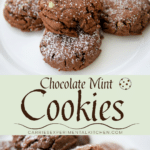 collage photo of a plate of chocolate mint cookies