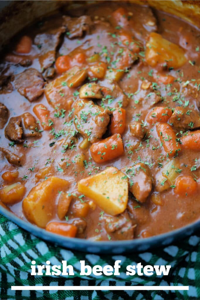a pot of irish beef stew
