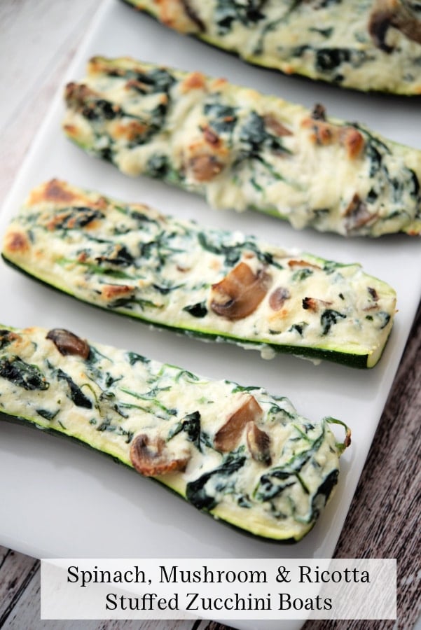 ricotta zucchini boats on a plate