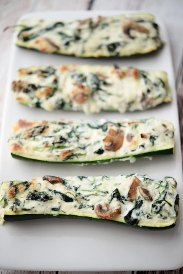 ricotta and spinach stuffed zucchini boats