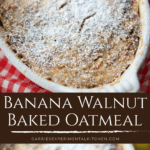 collage photo of banana walnut baked oatmeal