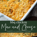 collage photo of bbq chicken mac and cheese
