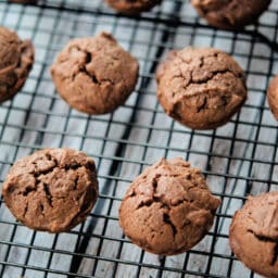 peanut butter brownie bites on a rack