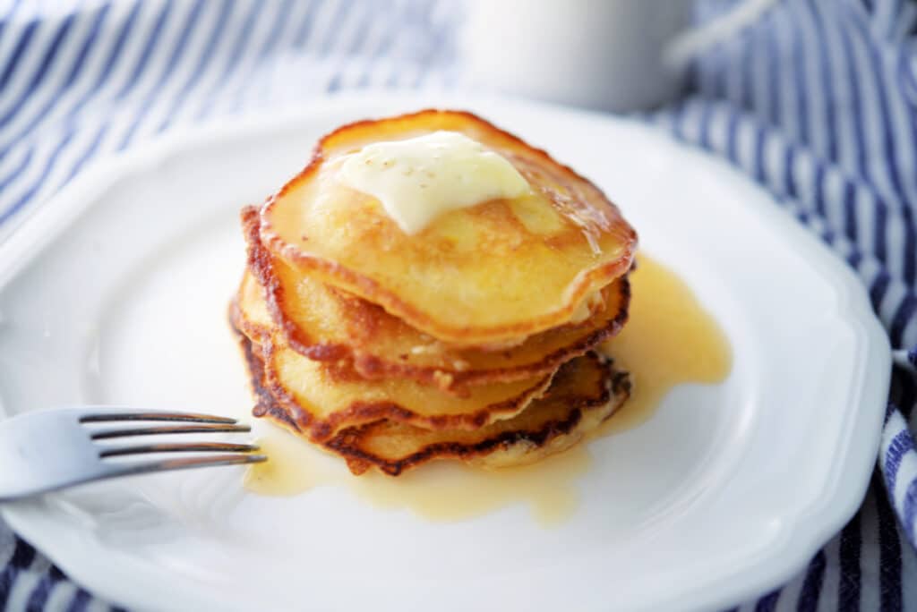 a close up of corn pancakes