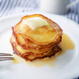 a close up of corn pancakes