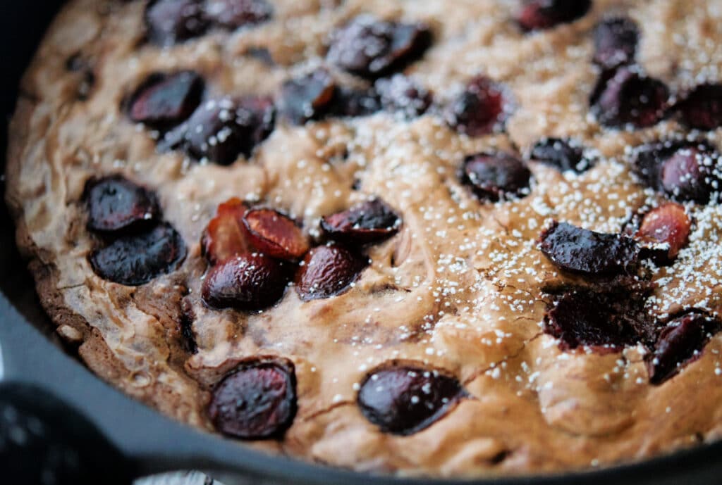 a close up of chocolate chunk cherry brownies