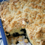 blueberry cream cheese coffee cake in a dish