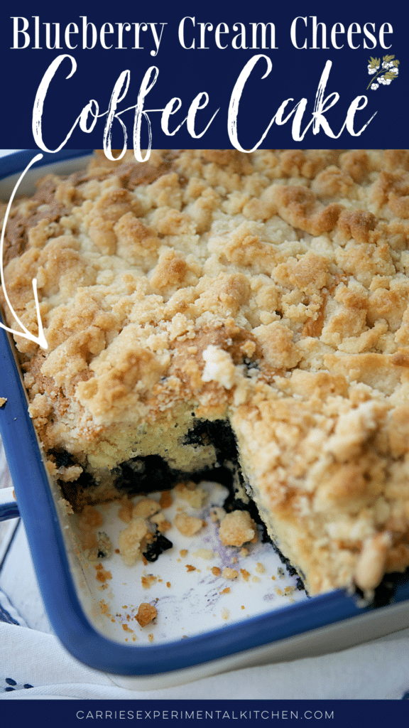 blueberry cream cheese coffee cake in a dish
