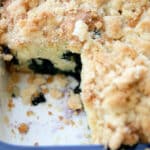 a close up of blueberry coffee cake