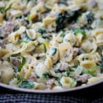 a close up of lemon ricotta pasta