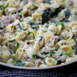 a close up of lemon ricotta pasta