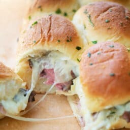 a close up of rib eye sliders