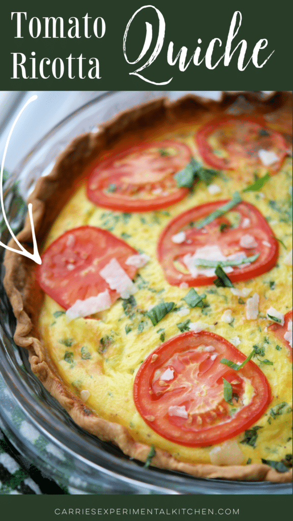 italian style tomato ricotta quiche in a pie plate