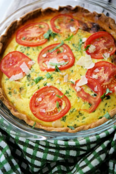 a whole tomato ricotta quiche