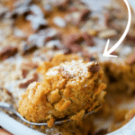 pumpkin pie baked oatmeal on a spoon