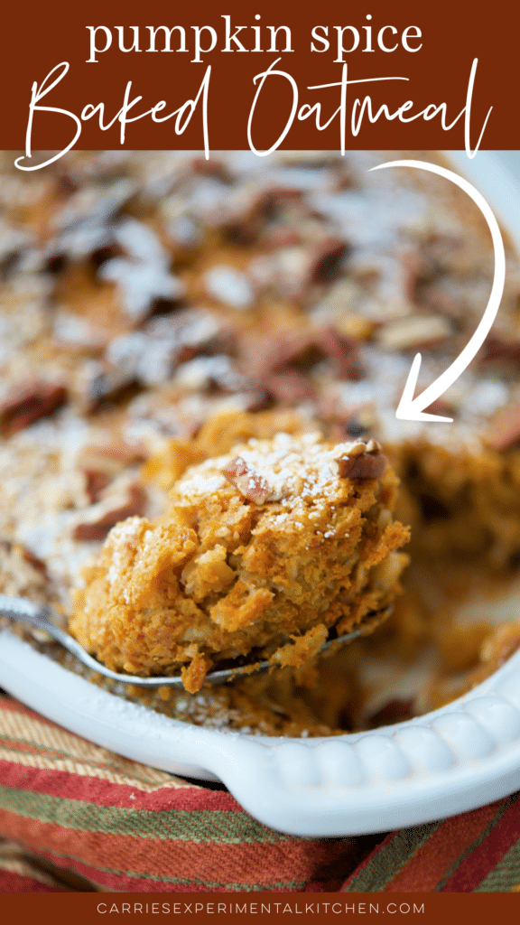pumpkin pie baked oatmeal on a spoon