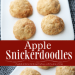 collage photo of apple snickerdoodles on a white plate