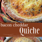 collage photo of bacon cheddar quiche