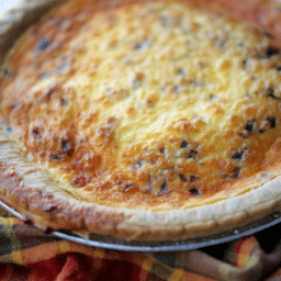a close up of bacon quiche