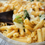 cavatelli with broccoli on a spoon