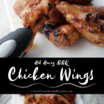 collage photo of hot honey bbq wings