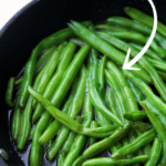 hot honey green beans in a skillet