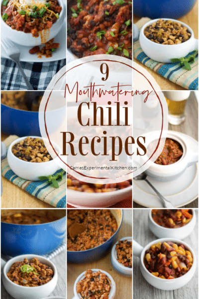 a collage of chili recipes