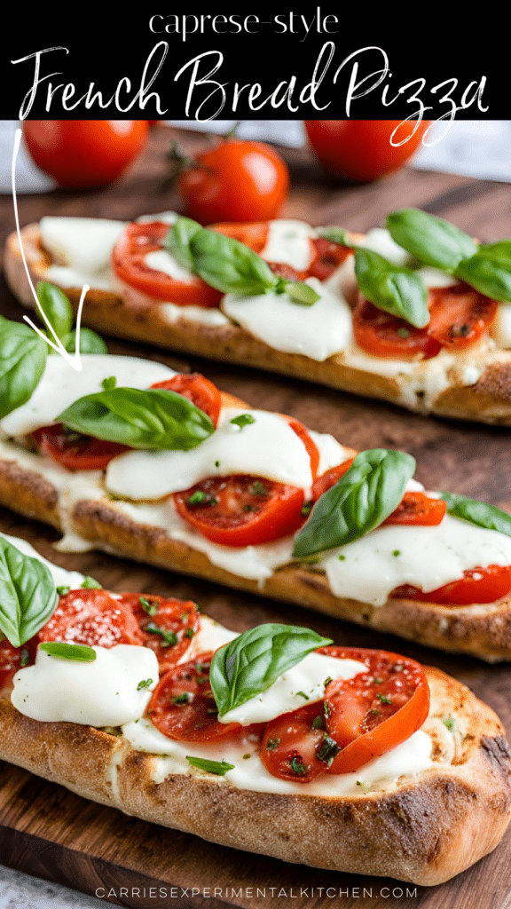 caprese style french bread pizza