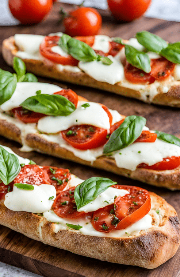 french bread pizza on a cutting board