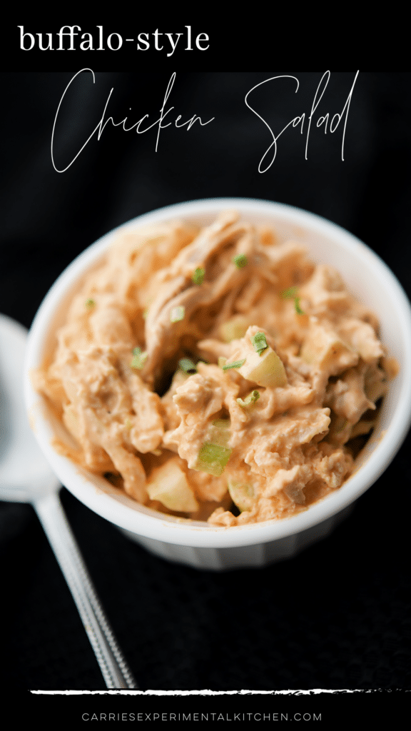buffalo chicken salad in a white bowl
