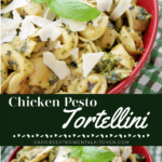 collage photo of chicken pesto tortellini