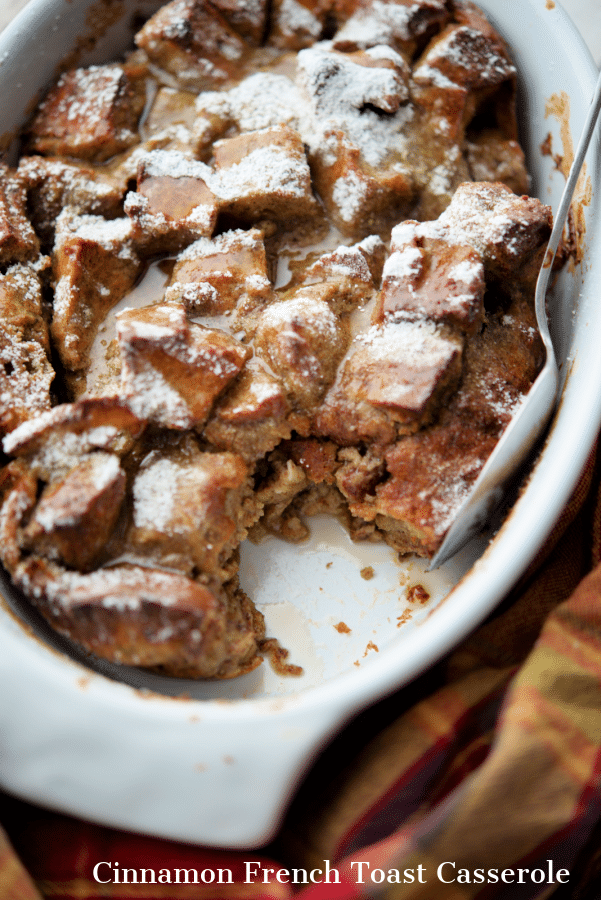 french toast casserole in a baking dish