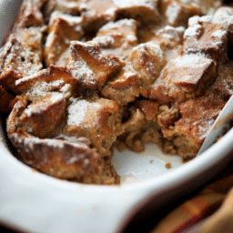 a close up of cinnamon french toast casserole