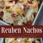 collage photo of reuben nachos