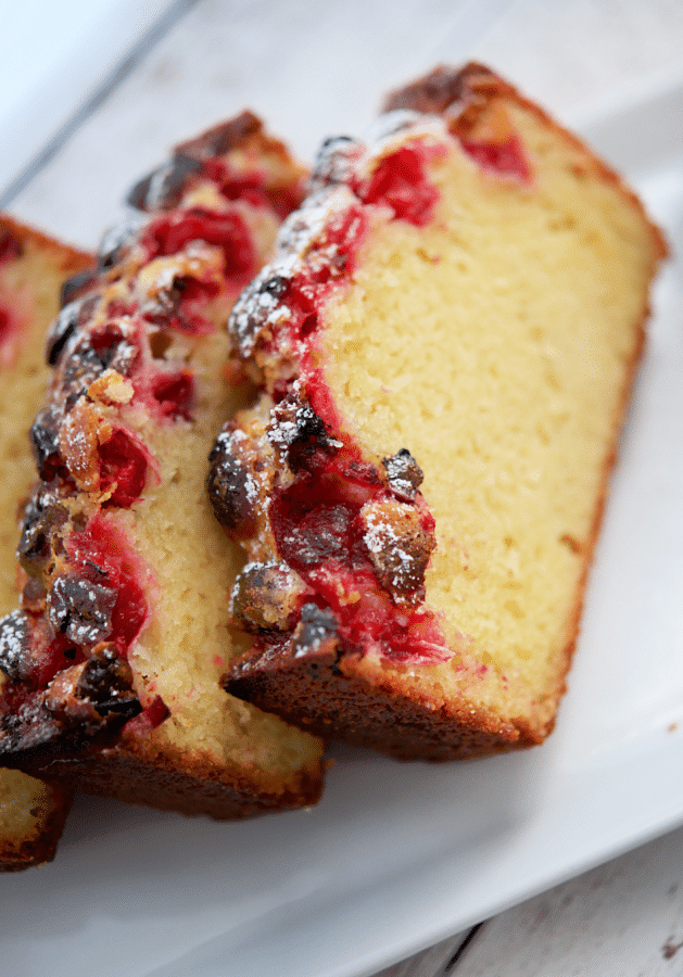 slices of sour cream cranberry loaf bread