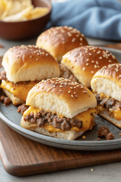 cheeseburger sliders on a plate