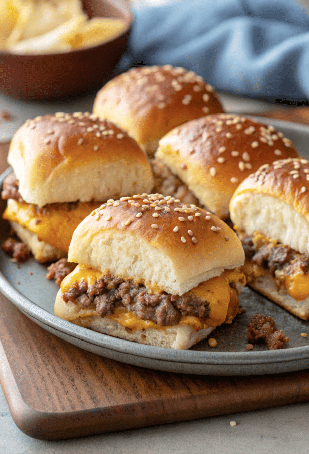 cheeseburger sliders on a plate