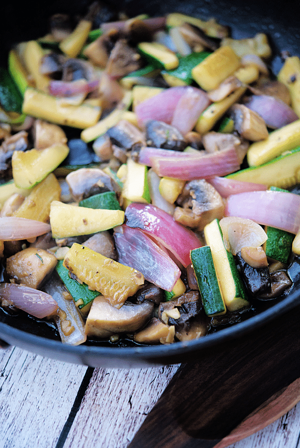 vegetables in a pan