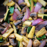 hibachi style vegetables in a nonstick skillet