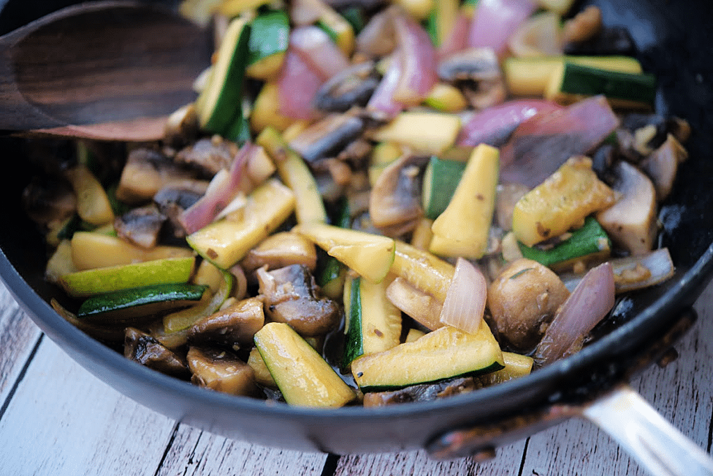 a close up of hibachi vegetables