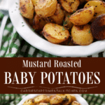 collage photo of mustard roasted baby potatoes